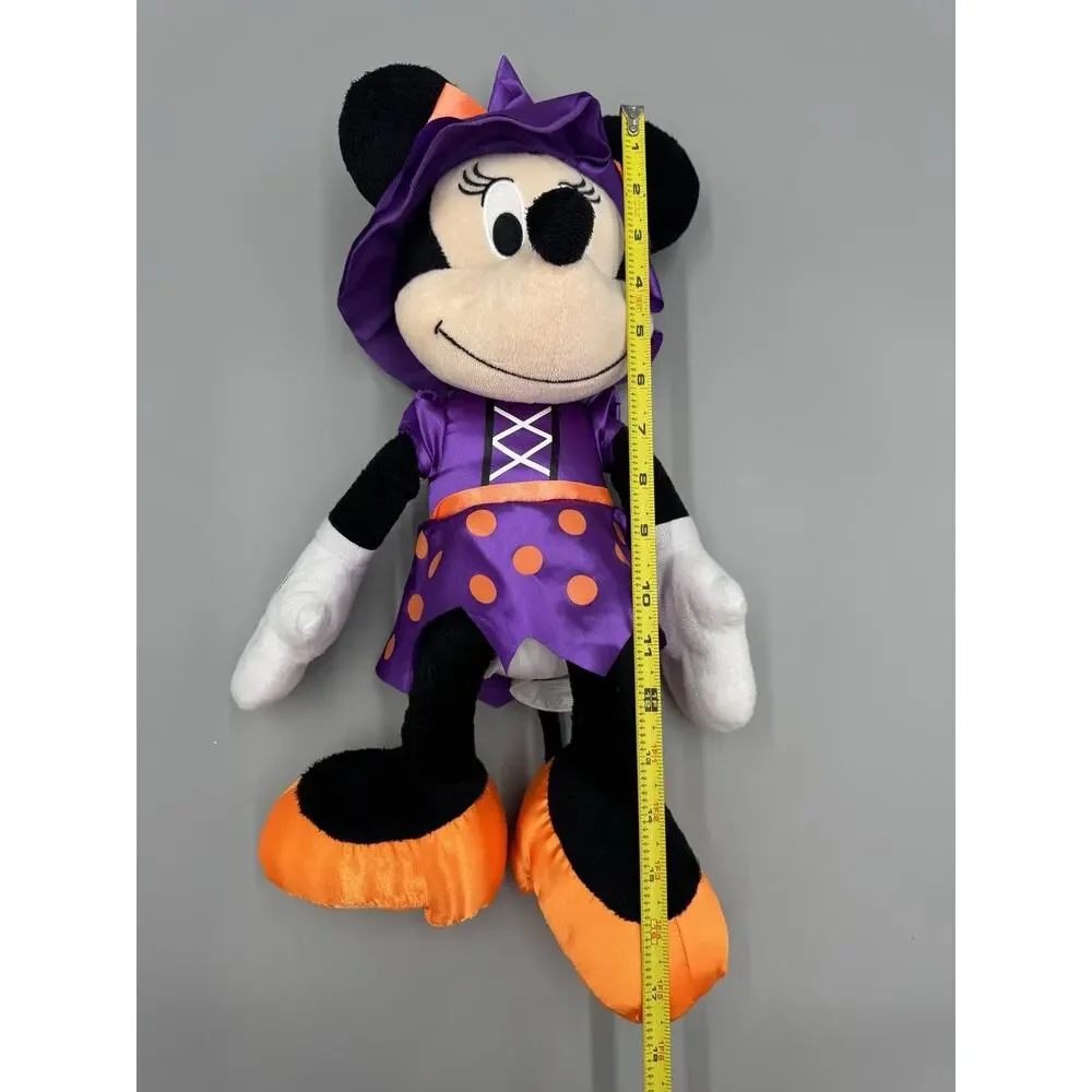 Disney Minnie Mouse Halloween Witch Plush 17” Stuffed Doll Purple Orange Outfit